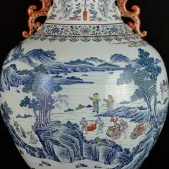 Vaso più costoso al mondo, con paesaggio dipinto e figure umane.