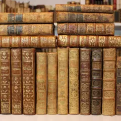 Antichi volumi rilegati in pelle, con decorazioni dorate, che potrebbero rappresentare un interessante valore libri antichi del 1700.