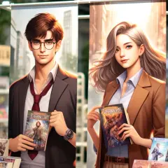 Due banner pubblicitari mostrano un ragazzo e una ragazza che tengono in mano fumetti, suggerendo il loro valore.