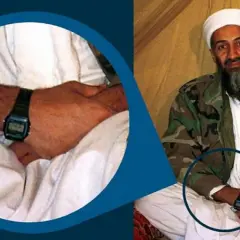 Primo piano sul polso di Osama bin Laden che indossa un orologio digitale, forse l'orologio più venduto al mondo per la sua semplicità e affidabilità.