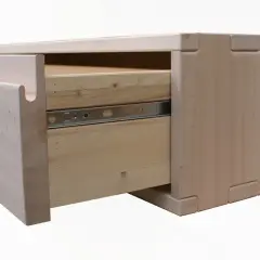 Cassetto in legno con guide metalliche, pronto per sostituire guide cassetti in legno.