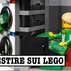 Due omini Lego con banconote da 100, uno inserisce soldi in una cassaforte, l'altro li prende. Forse il lego più raro è quello che fa guadagnare!