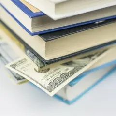 Pila di libri con banconote da cento dollari inserite tra le pagine, tesori ricercati dai collezionisti.