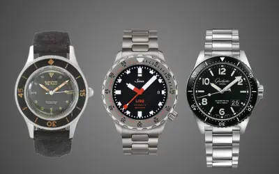 Tre orologi subacquei iconici: Blancpain, Sinn U50 e Glashütte. Il loro significato come "tool watch" è la robustezza e l'affidabilità.