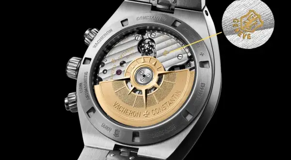 Dettaglio del movimento di un orologio Vacheron Constantin con il punzone di Ginevra, simbolo di eccellenza orologiera.