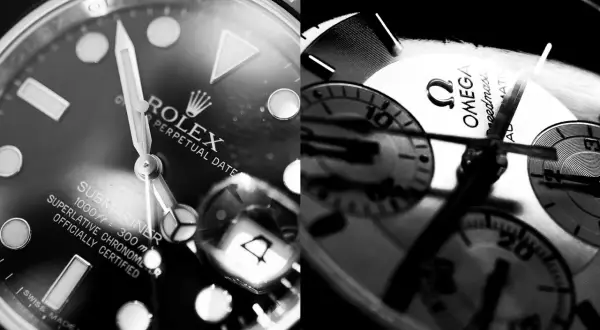 Un confronto tra due icone: il Rolex Submariner e l'Omega Speedmaster. Due capolavori di precisione e stile.