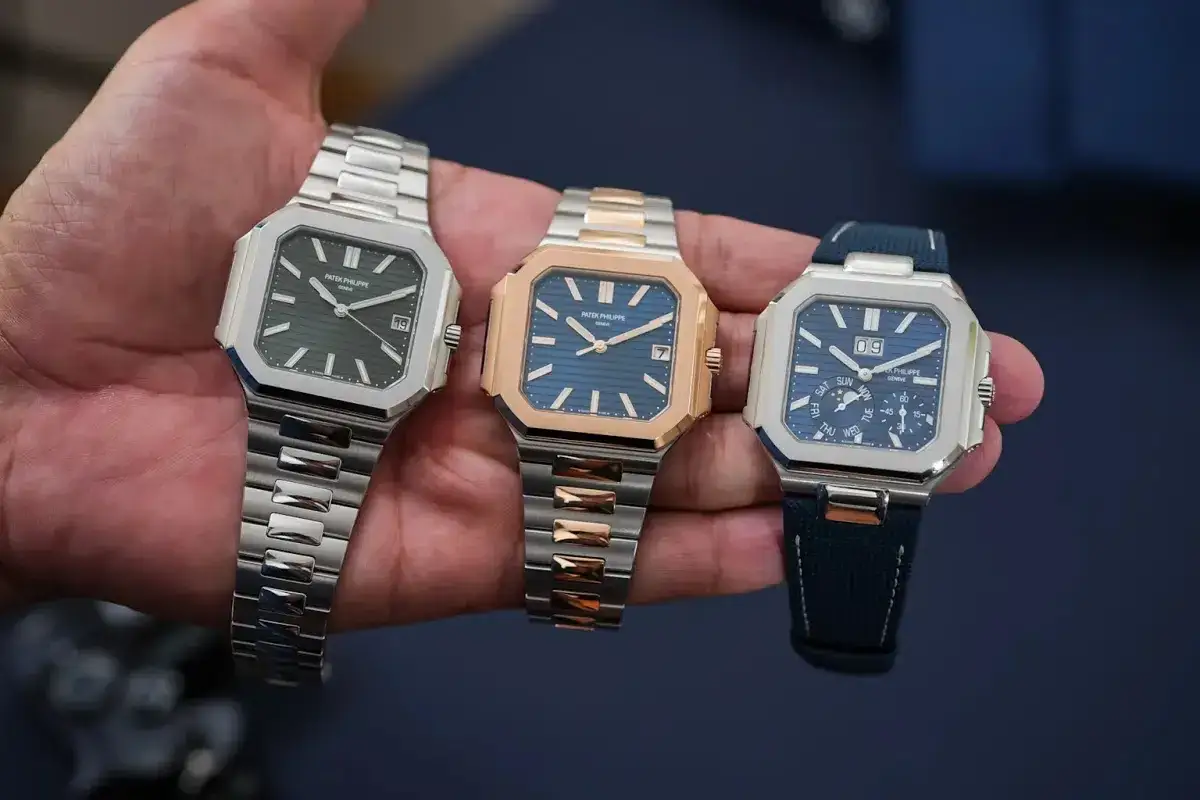 Tre Patek Philippe, tra cui un modello in oro rosa, che potrebbero competere per il titolo di orologio più costoso al mondo.